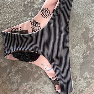 Striped Bikini Bottom with Abstract Design